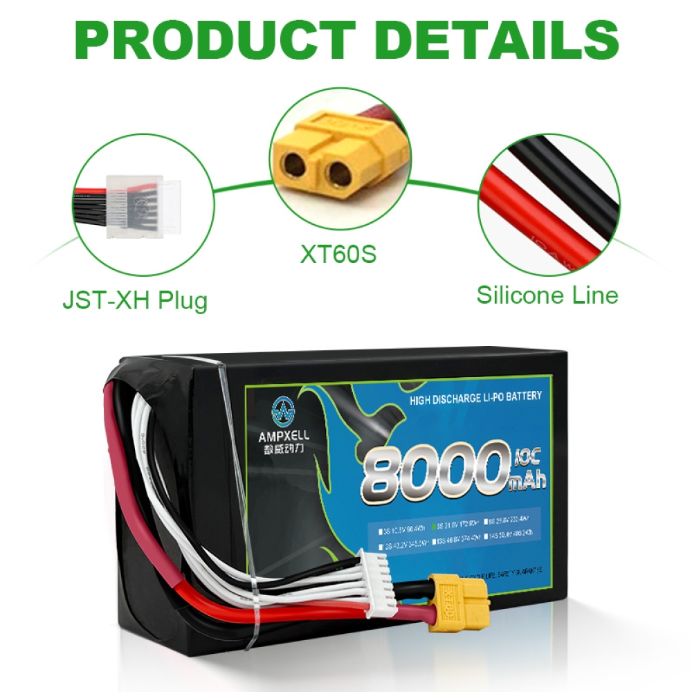 High Discharge Cylindrical Battery 8000mAh 21.6v 6s 10C