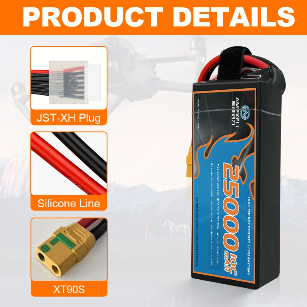 High voltage drone battery 25Ah 53.9v 14s 10C
