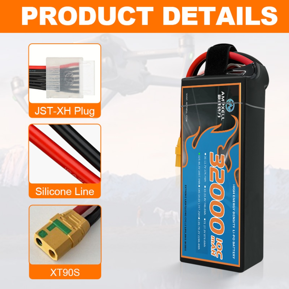 High voltage drone battery 32Ah 46.8v 12s 10C
