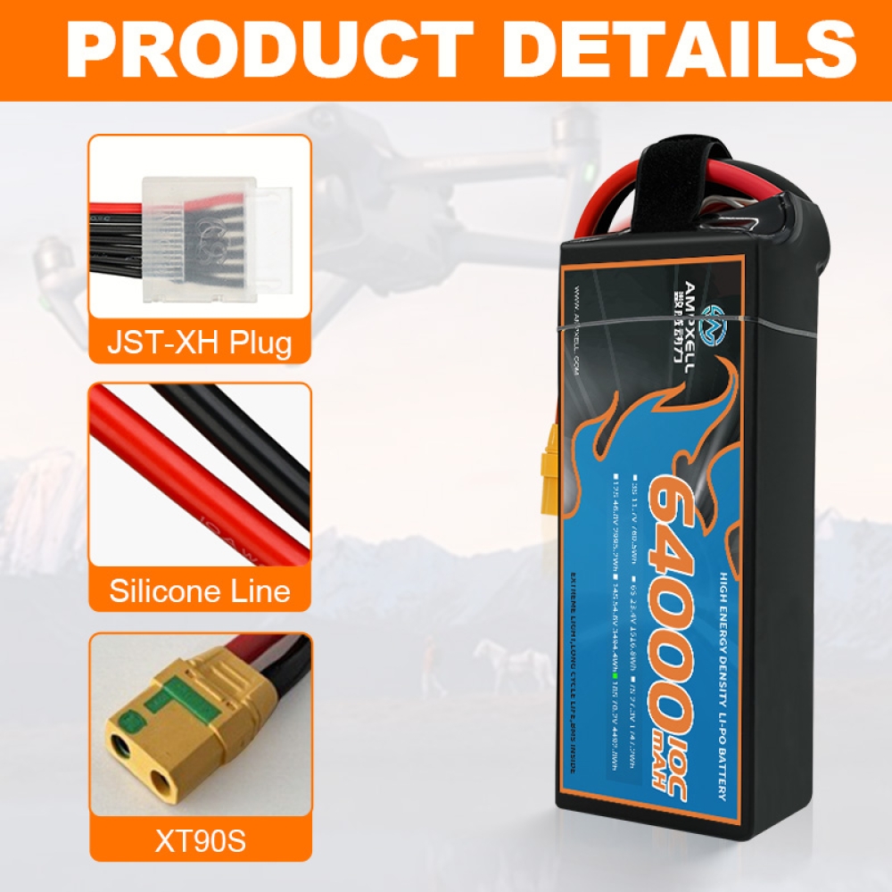 High voltage drone battery 64Ah 70.2v 18s 10C