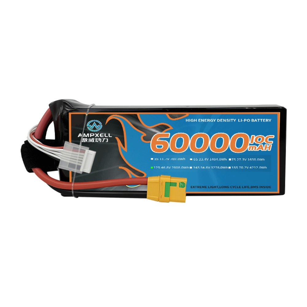 Bateria de drones de alta tensão 60ah 46,8v 12s 10c