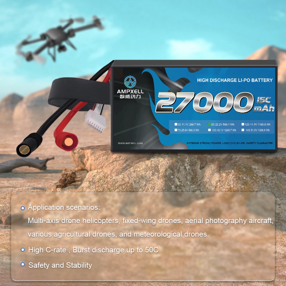 Drones agrícolas Bateria 27AH 22.2V 6S 15C