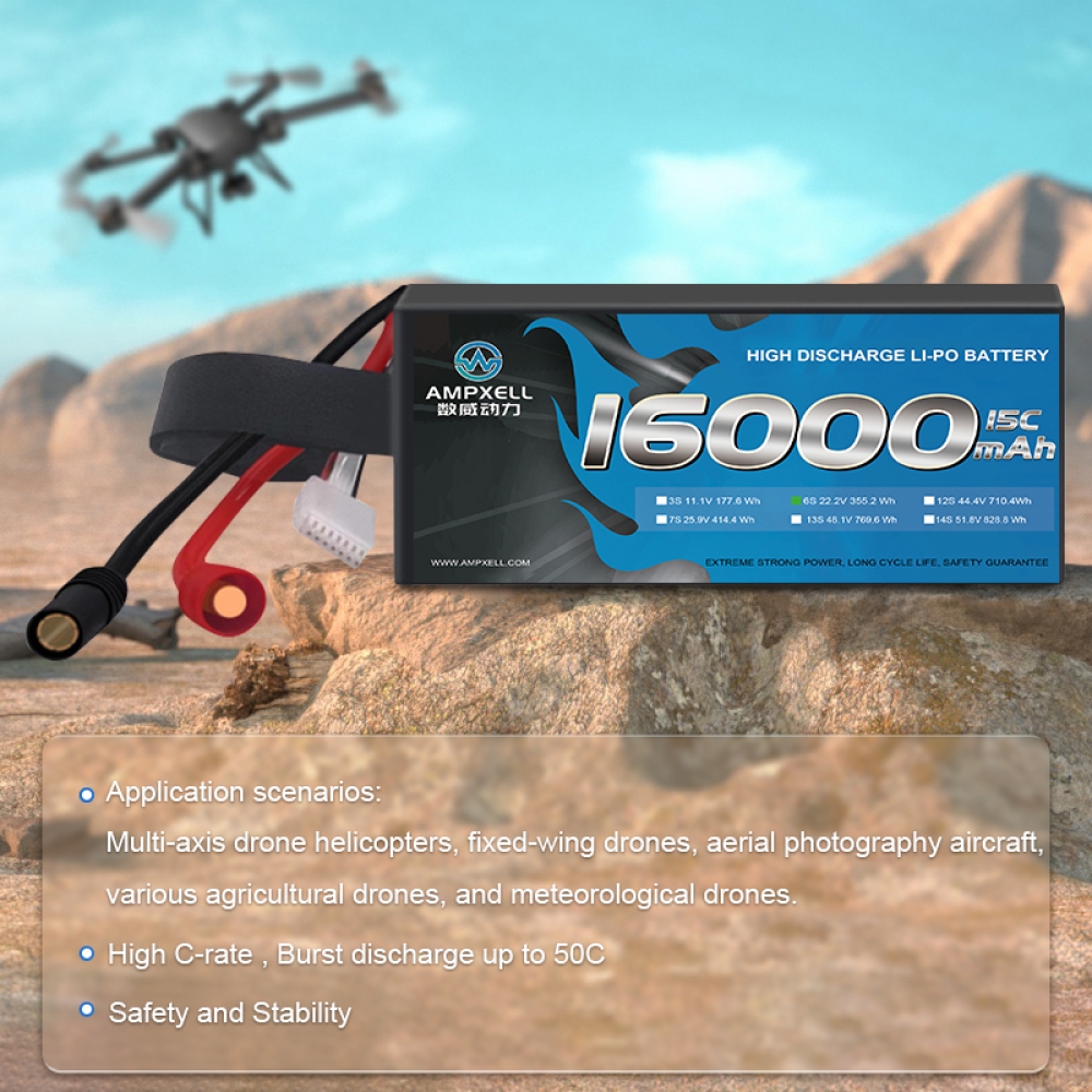 Drones agrícolas Bateria 16AH 22.2V 6S 15C