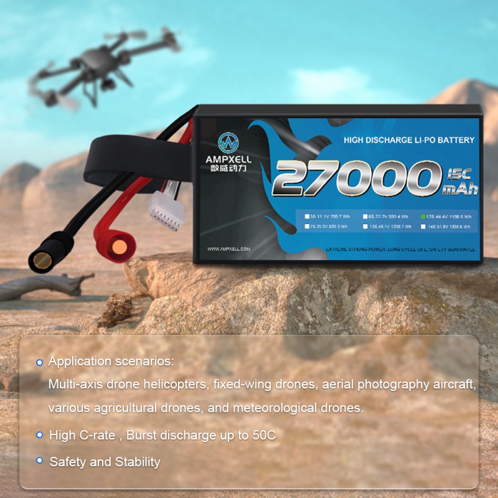Drones agrícolas Bateria 27AH 44.4V 12S 15C