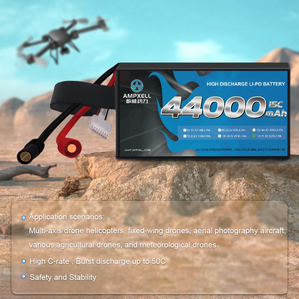 Drones agrícolas Bateria 44AH 51,8V 14S 15C
