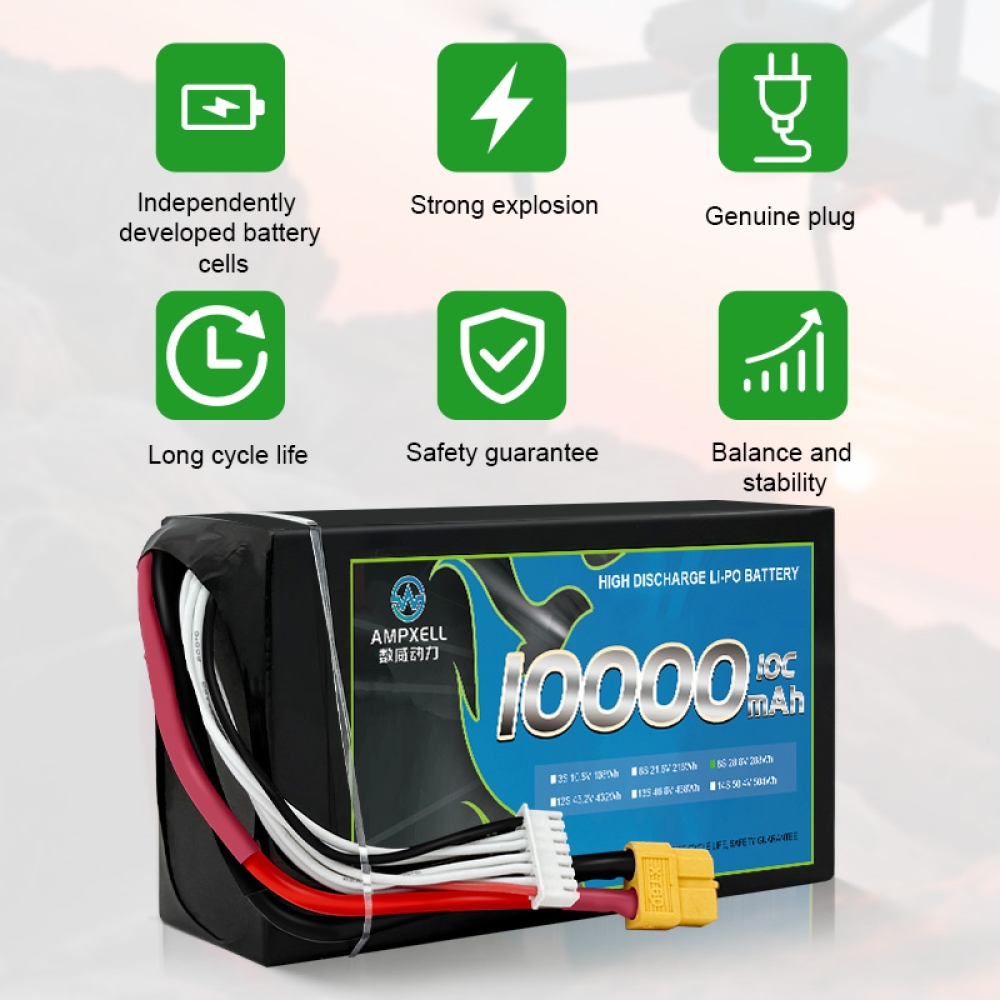 Batería cilíndrica de alta descarga 10000mAh 28.8V 8S 10C