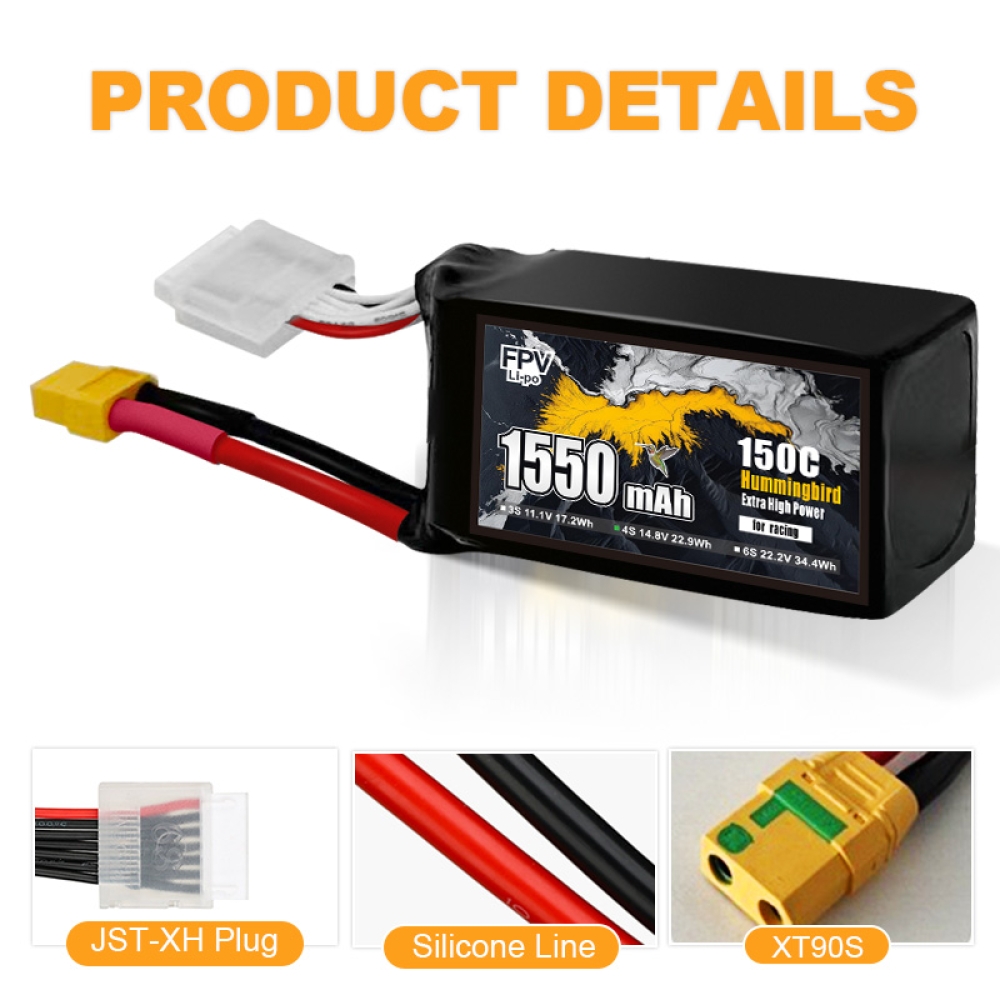 FPV-Racing-Drohnenbatterie 1550 mAh 4S