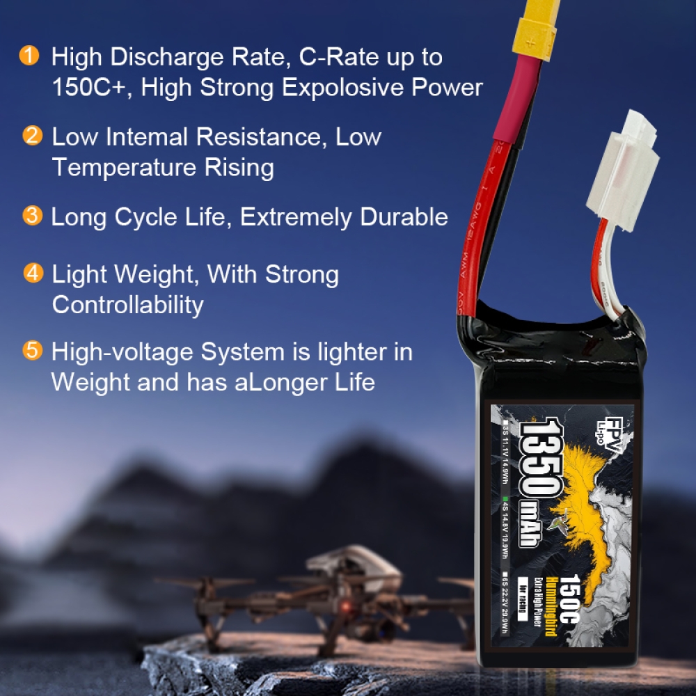 FPV-Racing-Drohnenbatterie 1350 mAh 4S