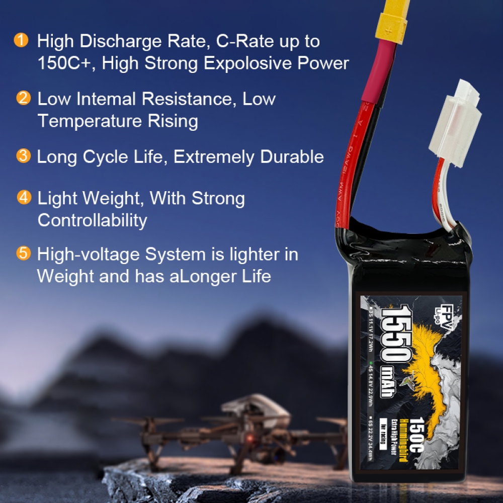 FPV-Racing-Drohnenbatterie 1550 mAh 4S