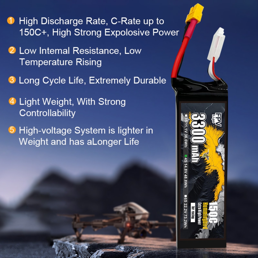 FPV-Racing-Drohnenbatterie 3300 mAh 4S