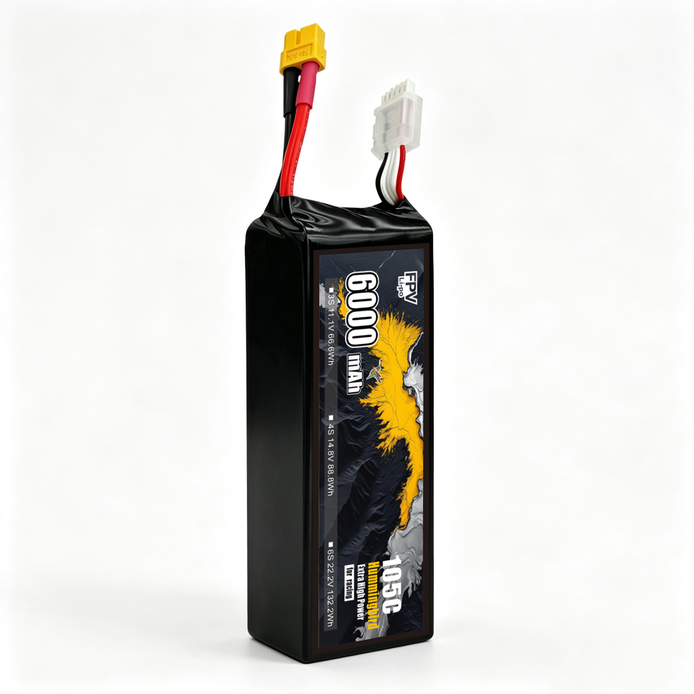 105C Ultra‑High Burst 6000mAh 6S1P 22.2V Racing Drone Battery
