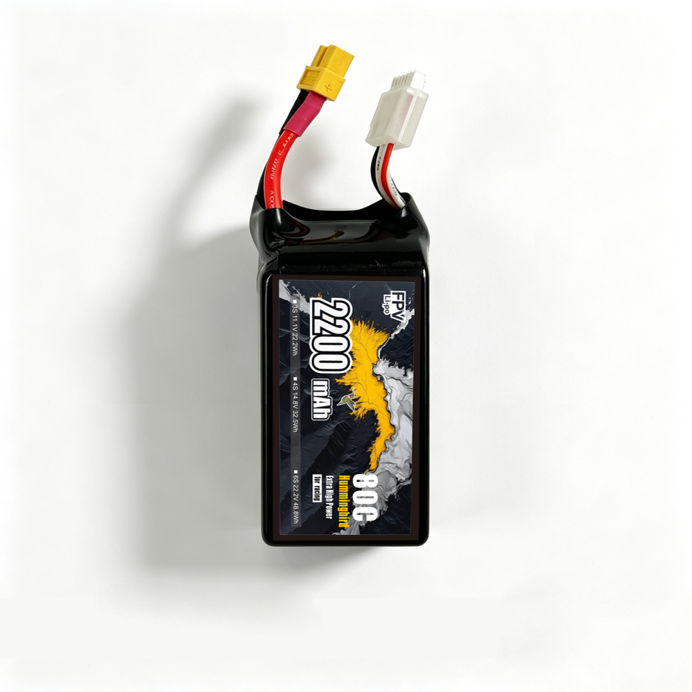 80C 超高バースト 2200mAh 6S1P 222V レーシング ドローン バッテリー