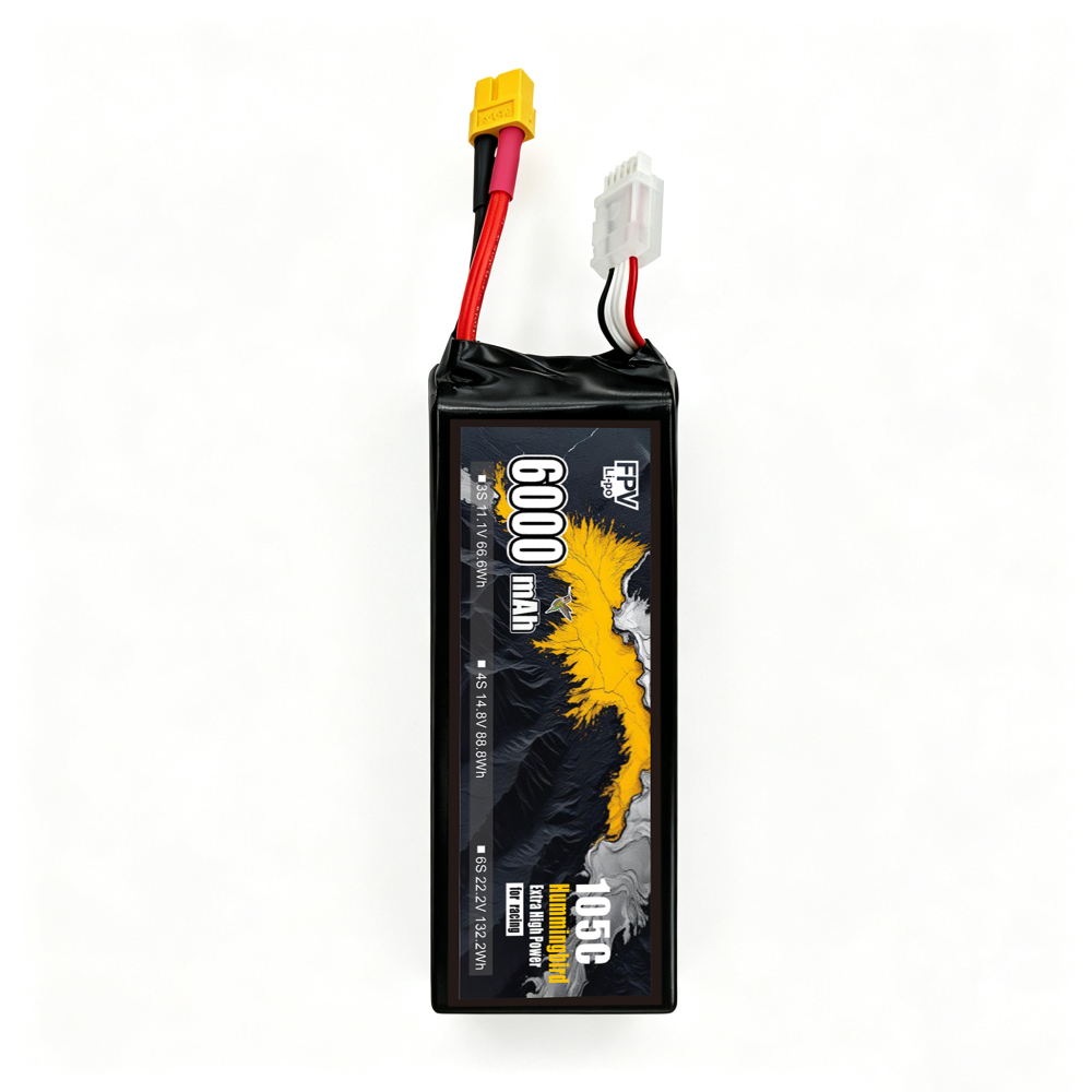 105C Ultra‑High Burst 6000mAh 6S1P 22.2V Racing Drone Battery